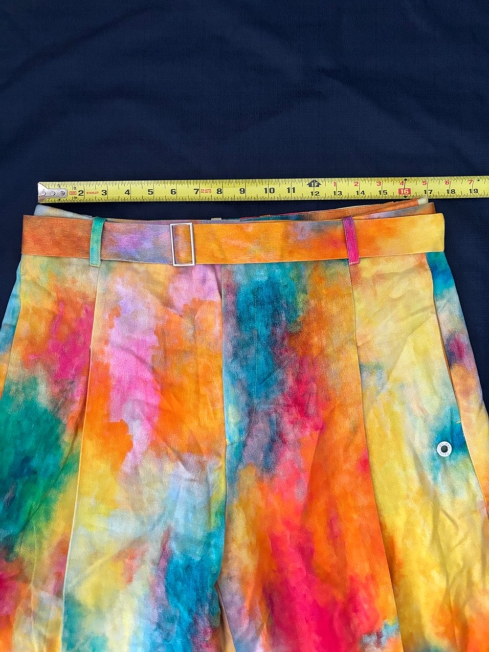 Men's Multicolor Watercolor Print Flat-Front Shorts - Picture 3 of 16